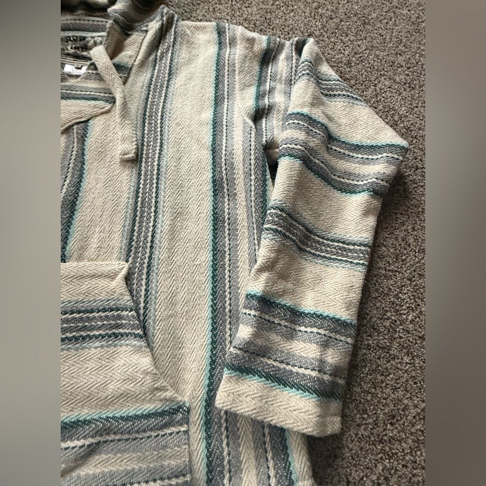 Ron Jon Senor Lopez Stripe Long Sleeve Baja Mexican Hoodie Poncho Size M - Picture 7 of 11